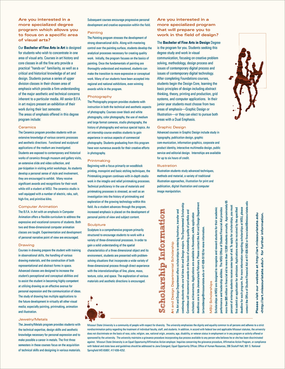 MSU Art & Design flier – back