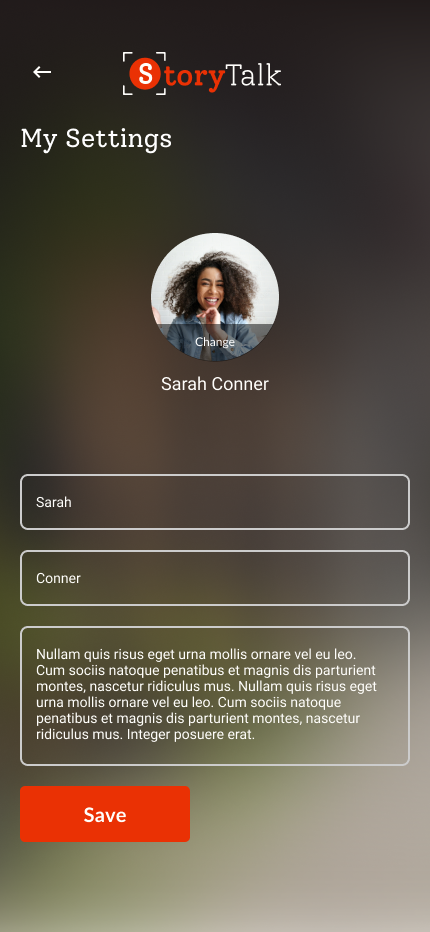 mobile app user settings screen